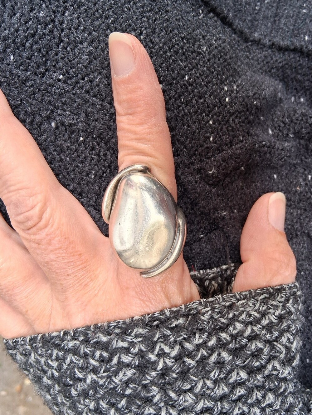 Vintage CICLON Silvertone Ring Size 9.5